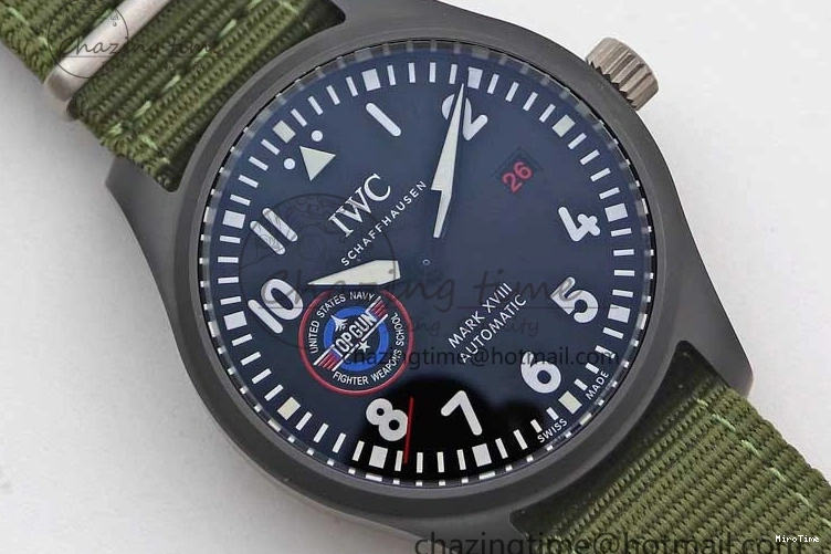 MIROTIME 0304 Packable Mark XVIII ‘TOPGUN SFTI’ Ceramic M+F Best Edition Black Dial on Green Nylon Strap 7048